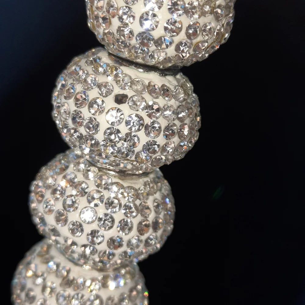 RAYE Leather Crystal Embellished Heels Disco Ball Strappy White Party 8.5 - Picture 9 of 13